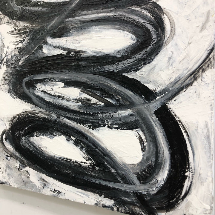 Abstract Spiral Painting Black And White Paintings On Canvas 30x40 Oil Painting Aesthetic Fine Art Modern Art Loop Wall Art for Living Room | SPIRAL - trendgallery.ca