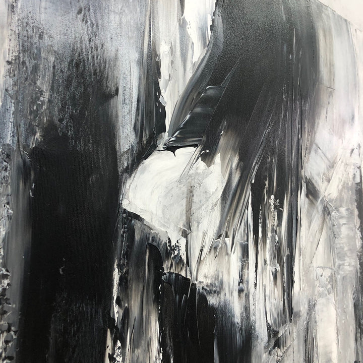 Modern Painting Canvas Minimalist Wall Art Abstract Black And White Painting Acrylic Fine Art Handmade Painting On Canvas Monochrome Art | SOLITUDE - trendgallery.ca