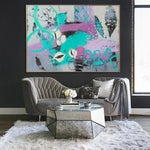 Oversized Original Abstract Light Blue Paintings On Canvas Modern Colorful Painting Textured Fine Art Oil Painting | FOGGY APPARITION