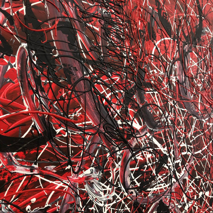 Jackson Pollock Style Paintings On Red Abstract Canvas Art Modern Fine Art Handmade Wall Art | SCARLET DREAMS - trendgallery.ca