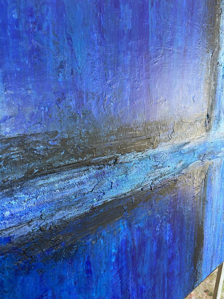 Original Light Blue Cross Acrylic Painting Modern Abstract Oil Wall Art Colorful Artwork for Decor | BLUE WINDOW 36"x54"