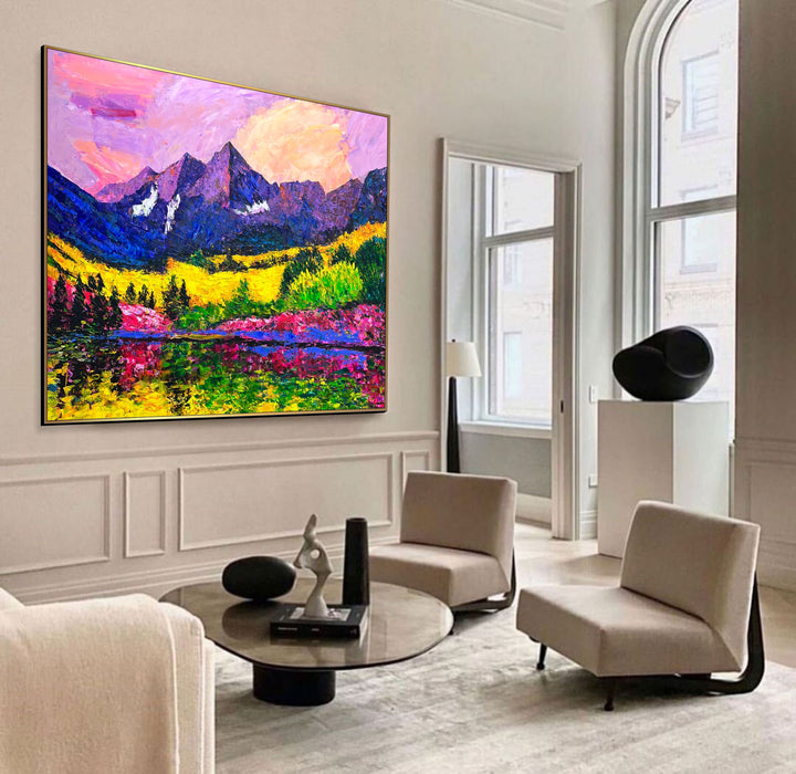 Colorful Abstract Painting Landscape Painting On Canvas Frame Painting Modern Painting Acrylic Oil Canvas Painting Office Painting | MAJESTIC MEADOWS 48"x72"