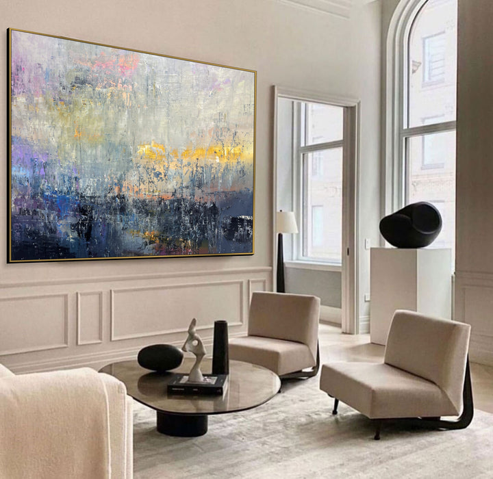 Large Abstract Sunset Paintings On Canvas Abstract Colorful Minimalist Art Handmade Home Decor | DEPTH OF NATURE 323 36.6"x63"