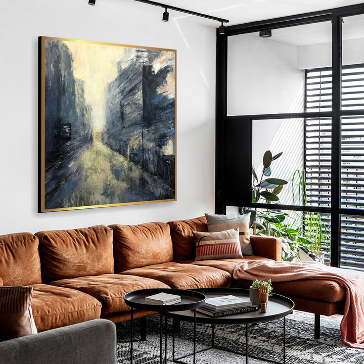 Abstract City Painting on Canvas Modern Cityscape Wall Art Original Oil Painting Contemporary Wall Art Heavy Textured Art for Home Decor | STREETS OF LONDON