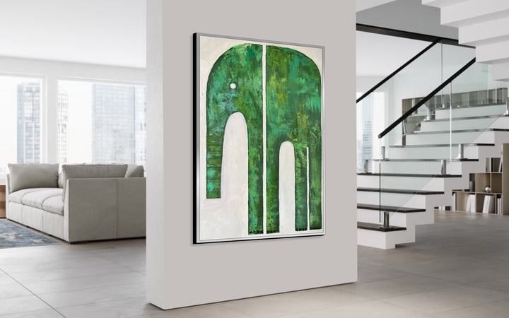 Avstract Green Elephant Art Canvas Large Animal Artwork Frame Painting Contemporary Art Wall Painting For Living Room Minimalist Art | JUNGLE DREAMER 34"x24"