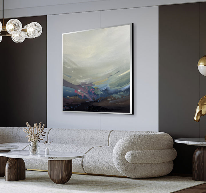 Abstract Nature Paintings On Canvas Modern Painting In Neutral Colors Textured Acrylic Artwork Original Wall Decor | DEPTH OF NATURE 319 39.4"x36.6"