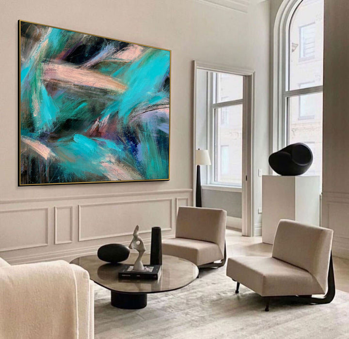 Colorful Wall Art Abstract Texture Painting Modern Paintings On Canvas Contemporary Art Painting Acrylic Painting Modern Handmade | VIVID TUMULT 34"x46"