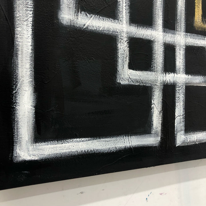 Abstract Black And White Paintings On Canvas Minimalist Art Vivid Colors Modern Oil Hand Painted Art Living Room Decor | GEOMETRIC LABYRINTH - trendgallery.ca
