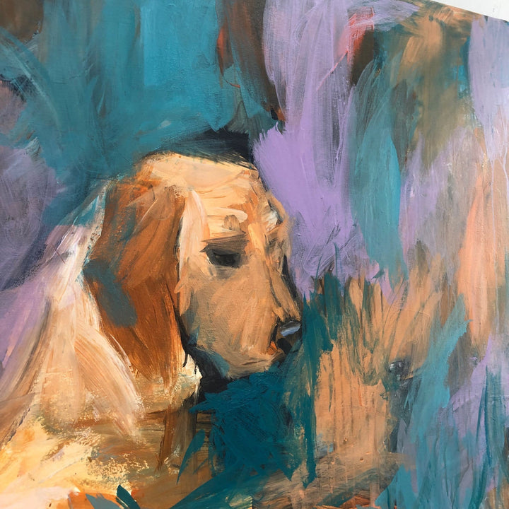 Abstract Labrador Painting Colorful Oil Wall Art Canvas Abstract Dog Painting Pet Wall Art Golden Retriever Artwork Textured Art | DOG FAMILY - trendgallery.ca
