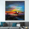 Colorful Abstract Sunset Painting in Deep Blue, Yellow and Red | COLORFUL SUNSET - trendgallery.ca