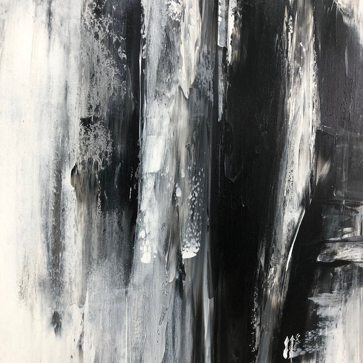 Modern Painting Canvas Minimalist Wall Art Abstract Black And White Painting Acrylic Fine Art Handmade Painting On Canvas Monochrome Art | SOLITUDE - trendgallery.ca