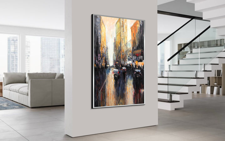 Large Abstract New York Cityscape Paintings On Canvas Original Manhattan Artwork Modern Textured City Painting Hand Painted Art for Home | STREETS OF MANHATTAN