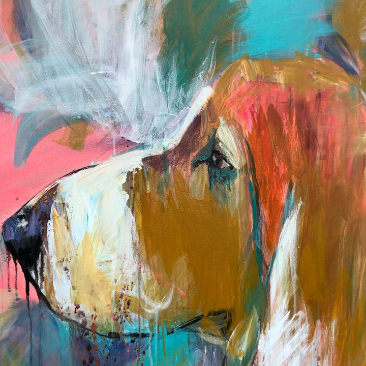 Original Abstract Dog Paintings On Canvas Colorful Beagle Painting Acrylic Hand Painted Artwork Modern Fine Art | BRITISH FORTITUDE - trendgallery.ca