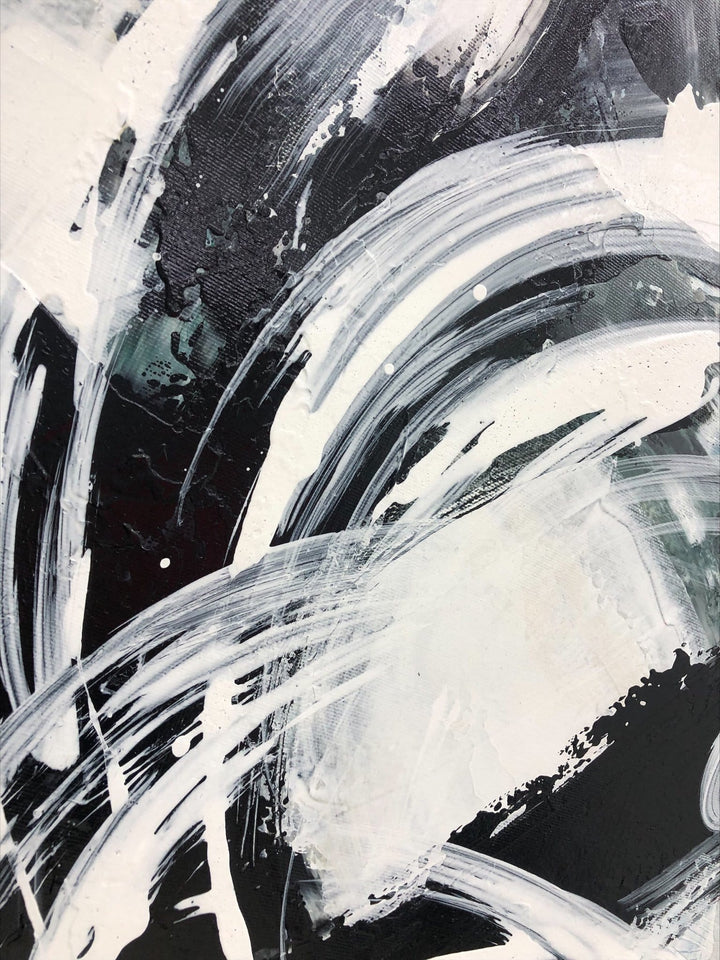 Original Painting on Canvas Black and White Wall Art Canvas Grey Artwork Modern Oil Painting Contemporary Wall Art for Indie Room Decor | SNOWSTORM - trendgallery.ca