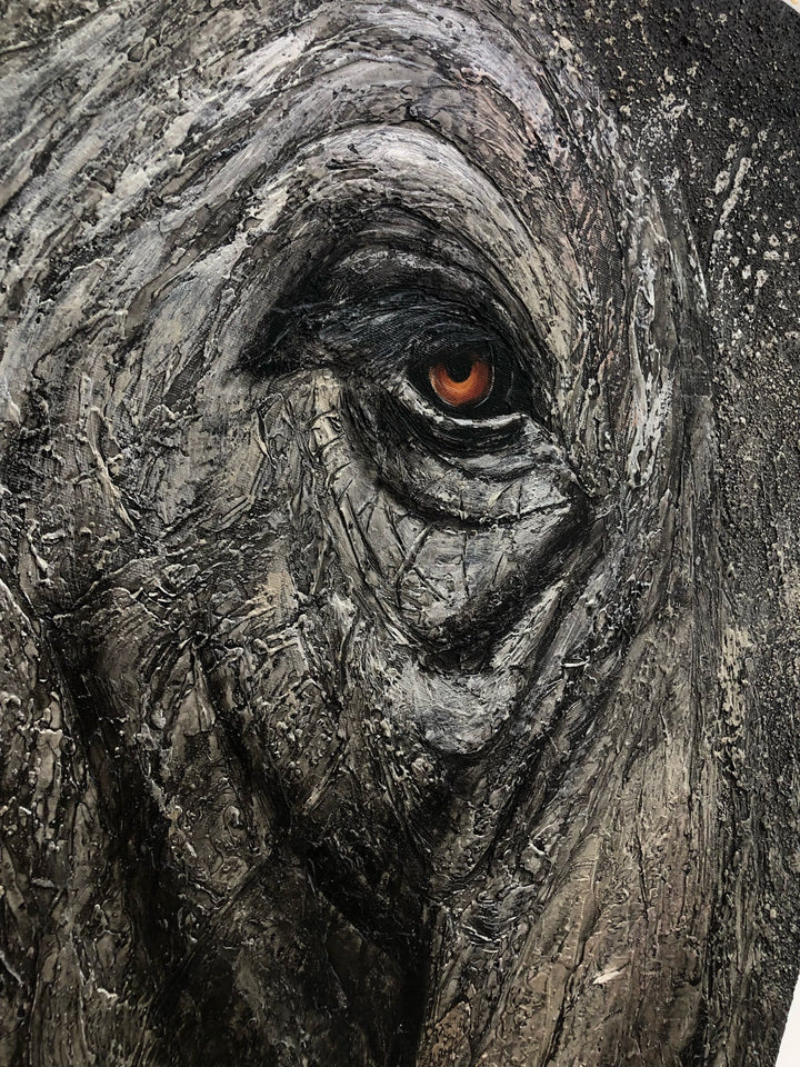 Large Abstract Elephant Paintings On Canvas Gray Animal Fine Art Original Acrylic Painting Expressionism Animal Art | GRAY GIANT - trendgallery.ca