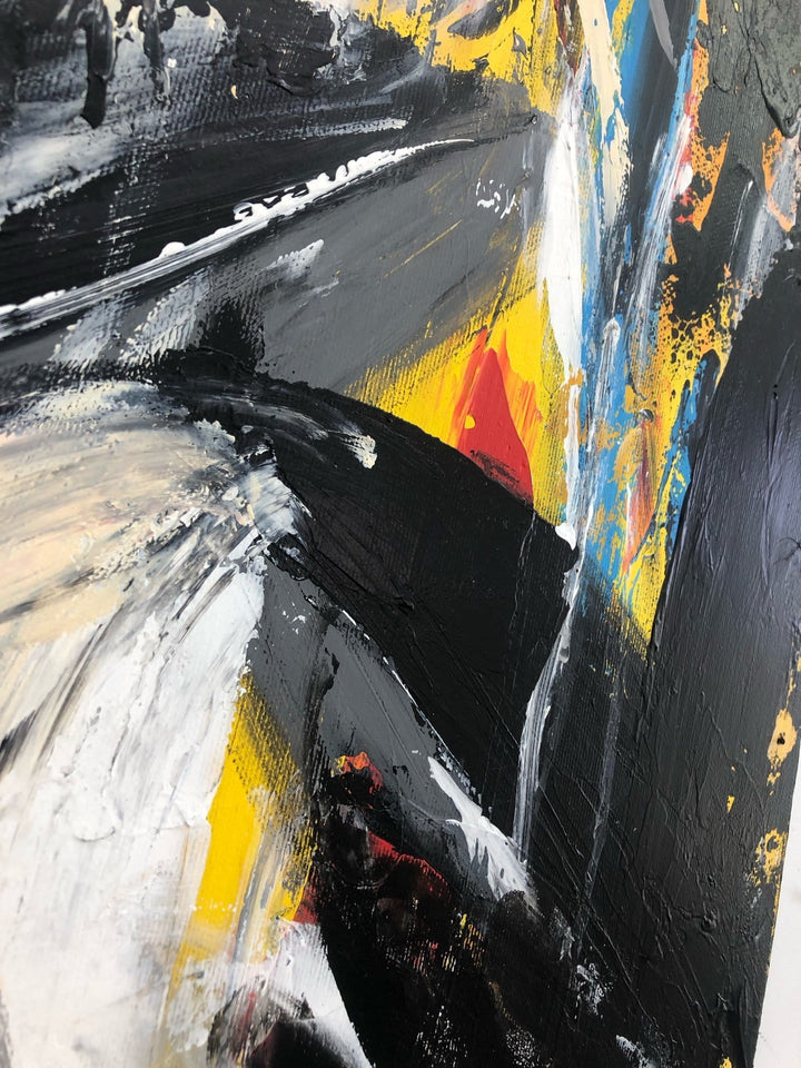 Abstract Painting on Canvas Dark Art Black Artwork Contemporary Wall Art 54x40 Art Brush Stroke Art Painting for Home Decor | ENERGY MIX - trendgallery.ca