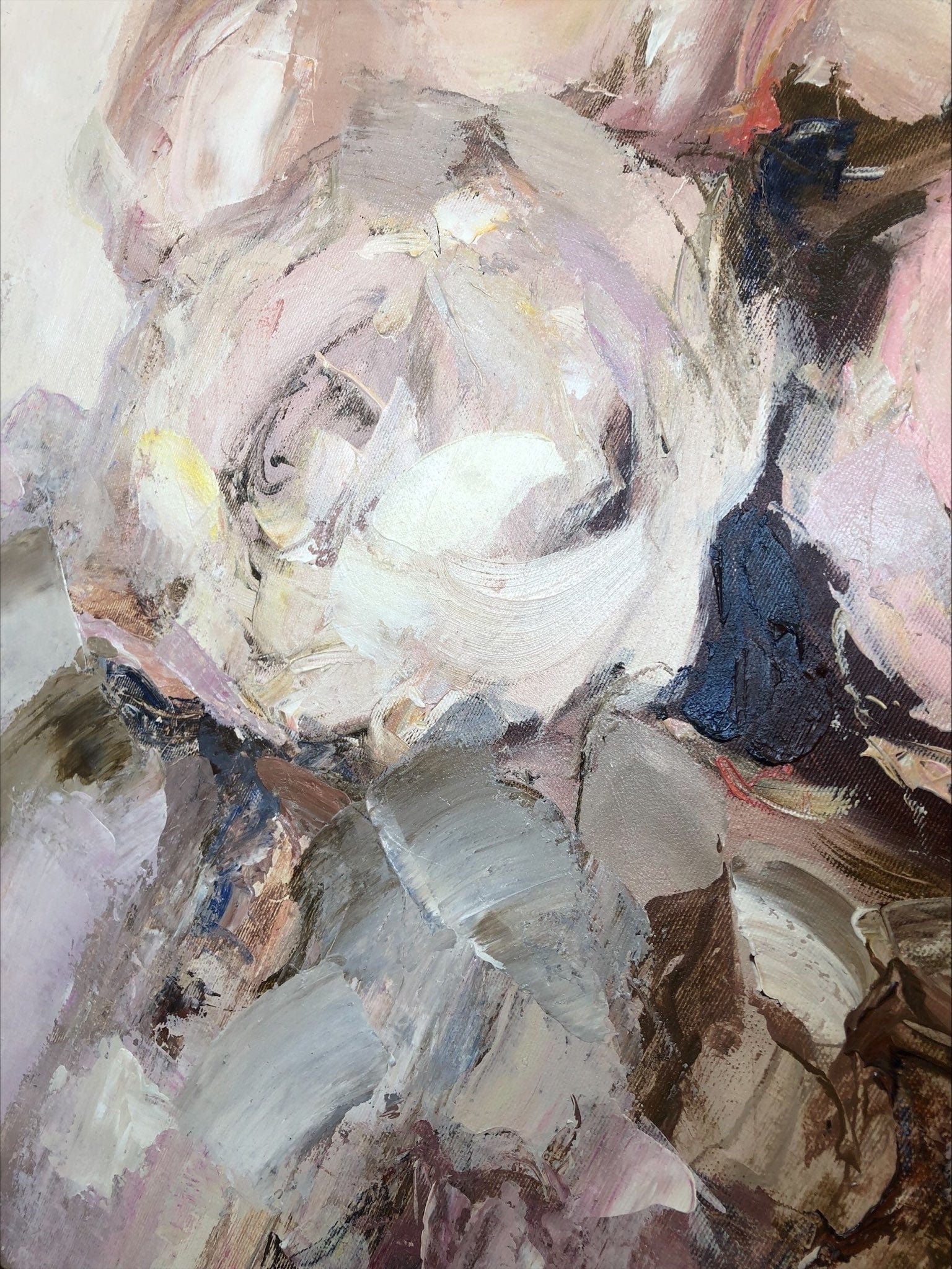 Texture Roses Painted Original Flowers Paintings Canvas Neutral Palette Knife Art Roses ...