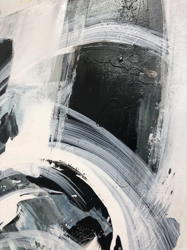 Original Painting on Canvas Black and White Wall Art Canvas Grey Artwork Modern Oil Painting Contemporary Wall Art for Indie Room Decor | SNOWSTORM - trendgallery.ca