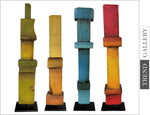 Abstract Colored Table Decor Set of Four Original Wood Sculptures Creative Collection Desktop Figurines for Home | INDIAN OCEAN