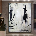 Large Abstract Painting On Canvas Black White Wall Art Painting | POTENTIAL