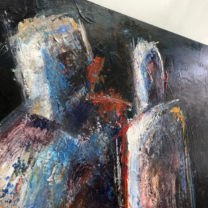 Figurative Abstract Paintings On Canvas Expressionist Art Humans Painting Original Textured Painting Modern Fashion Wall Art | RENDEZVOUS - trendgallery.ca