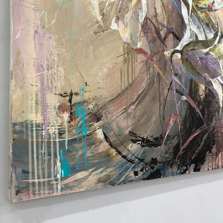 Abstract Flowers Art White Lilies Painting Floral Art Flowers Bouquet Painting Neutral Artwork Calla Lily Art Contemporary Art | BOUQUET OF LILIES - trendgallery.ca