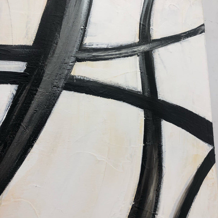 Original Black And White Canvas Art Abstract Shapes Art Oil Painting Modern Original Painting Black And White Modern Art | SERPENTINE LINES - trendgallery.ca