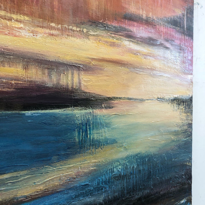 Original Sea Painting Gold Sunset Art Abstract Acrylic Painting Extremely Unique Painting | BREATH OF NATURE - trendgallery.ca