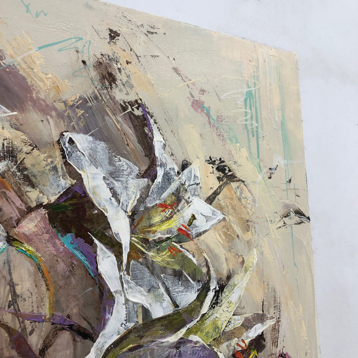 Abstract Flowers Art White Lilies Painting Floral Art Flowers Bouquet Painting Neutral Artwork Calla Lily Art Contemporary Art | BOUQUET OF LILIES - trendgallery.ca