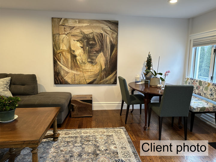 Horse Oil Painting on Canvas Abstract Horse Love Painting Equine Art for Horse Lover Brown Contemporary Wall Art Wall Decor | HORSE LOVE - trendgallery.ca