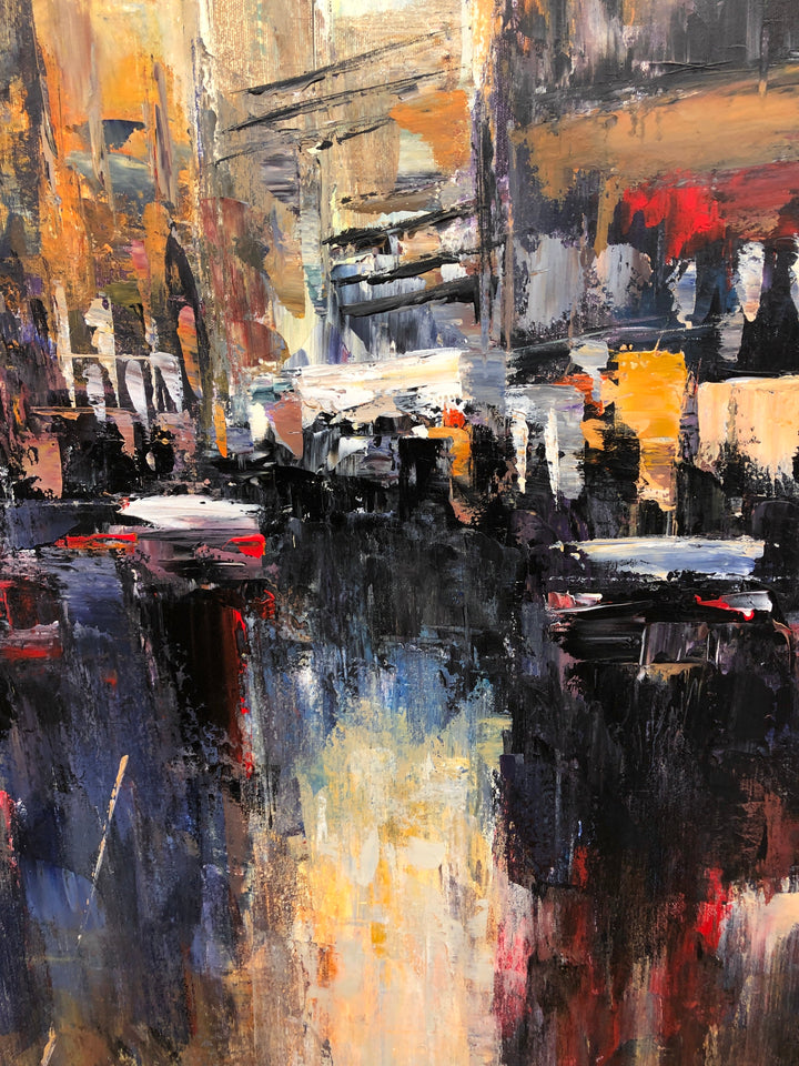 Large Abstract New York Cityscape Paintings On Canvas Original Manhattan Artwork Modern Textured City Painting Hand Painted Art for Home | STREETS OF MANHATTAN