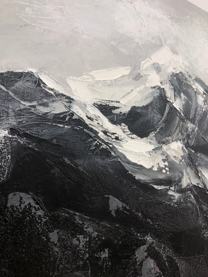Extra Large Painting Abstract Mountain Painting Original Art Oil Painting on Canvas Black And White Large Artwork Above Bedroom Decor | MOUNTAIN PEAK - trendgallery.ca