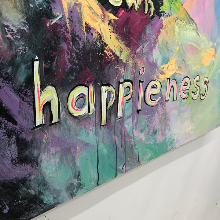 Original Abstract Colorful Painting on Canvas Modern Vibrant Artwork Creative Motivational Painting | CREATE YOUR OWN HAPPINESS