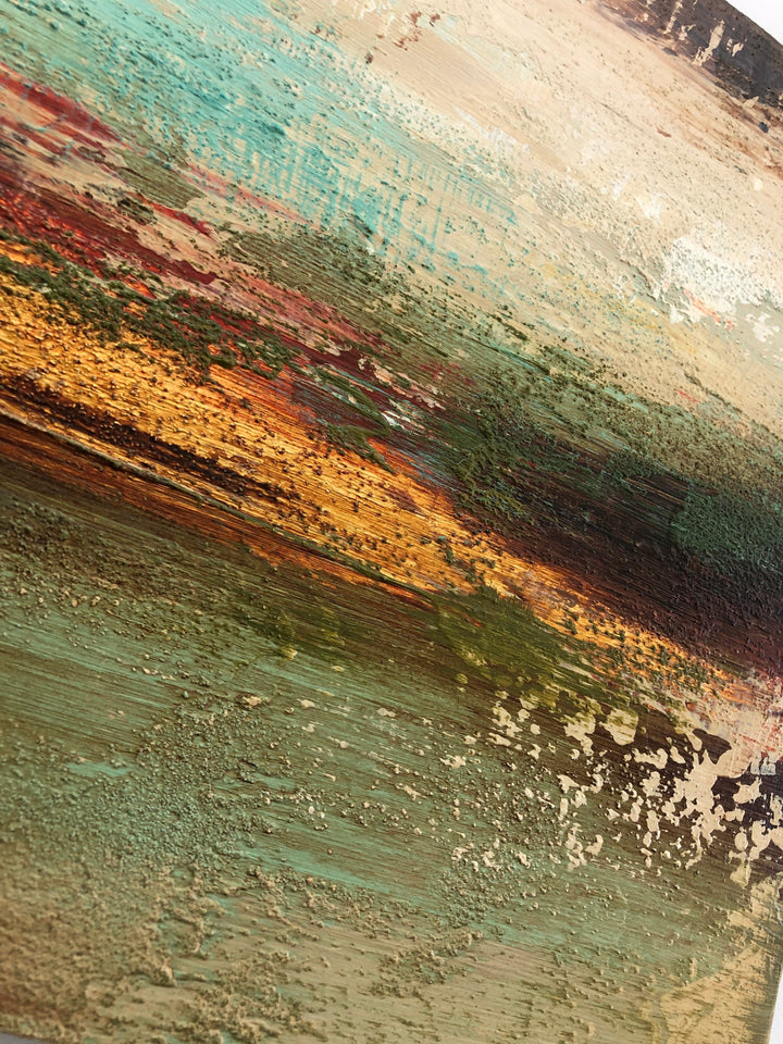 Large Abstract Green Paintings On Canvas Heavy Textured Art Beige and Gold Artwork Modern Fine Art Painting Living for Room Decor | WINDY - trendgallery.ca