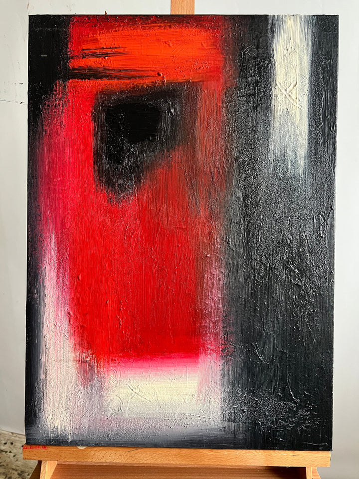 Large Red And Black Paintings On Canvas, Modern Wall Art, Housewarming Gift, Original Abstract Acrylic Painting For Office Wall Decor | ROSONERO
