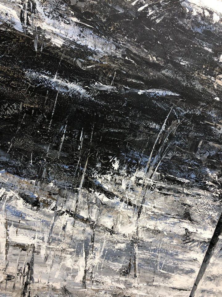 Abstract Oil Painting Black And White Painting On Canvas | FOGGY MORNING - trendgallery.ca