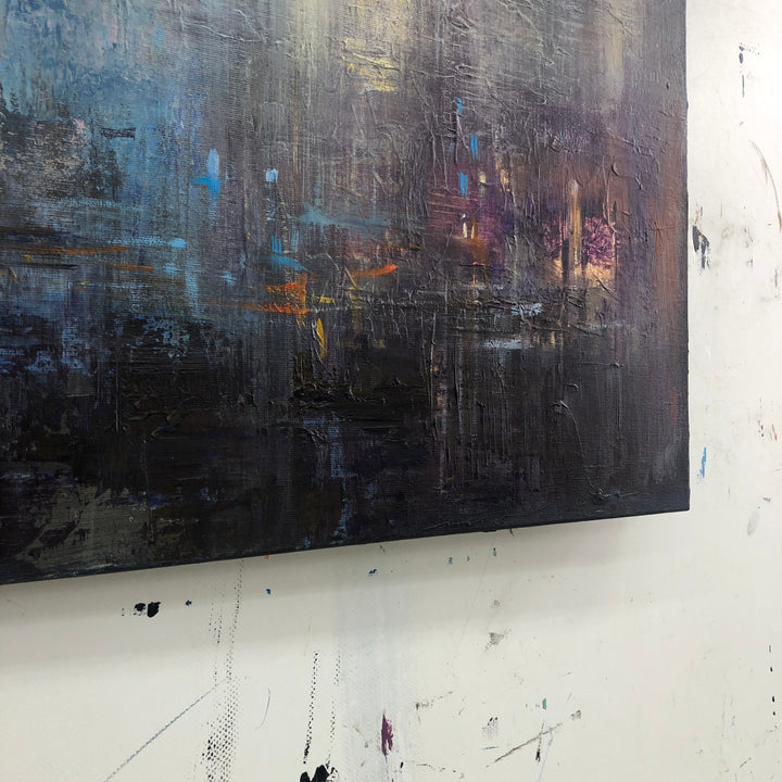 Abstract Painting on Canvas Dark Wall Art Heavy Textured Artwork Original Oil Painting Contemporary Wall Art for Indie Room Decor | GLIMPSES OF THE SUN - trendgallery.ca