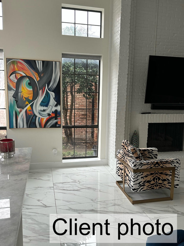 Large Figurative Art on Canvas: Abstract Faces Painting Modern Textured Wall Art for Living Room Wall Decor | SOUL MATES - trendgallery.ca