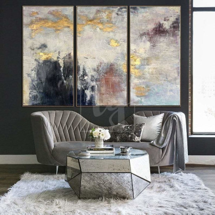 Abstract Acrylic Painting On Canvas Gold Leaf Painting On Canvas | WINTER INSPIRATION - trendgallery.ca