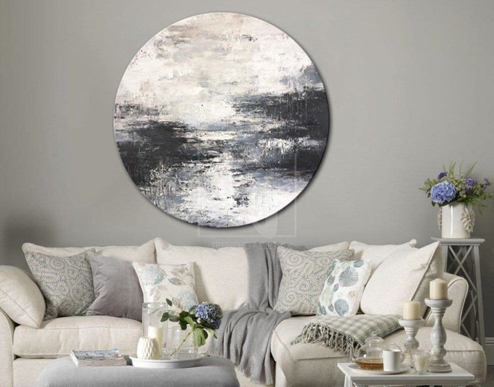 Abstract Black And White Painting Oversized Abstract Wall Art Acrylic Art On Canvas | FOGGY MORNING