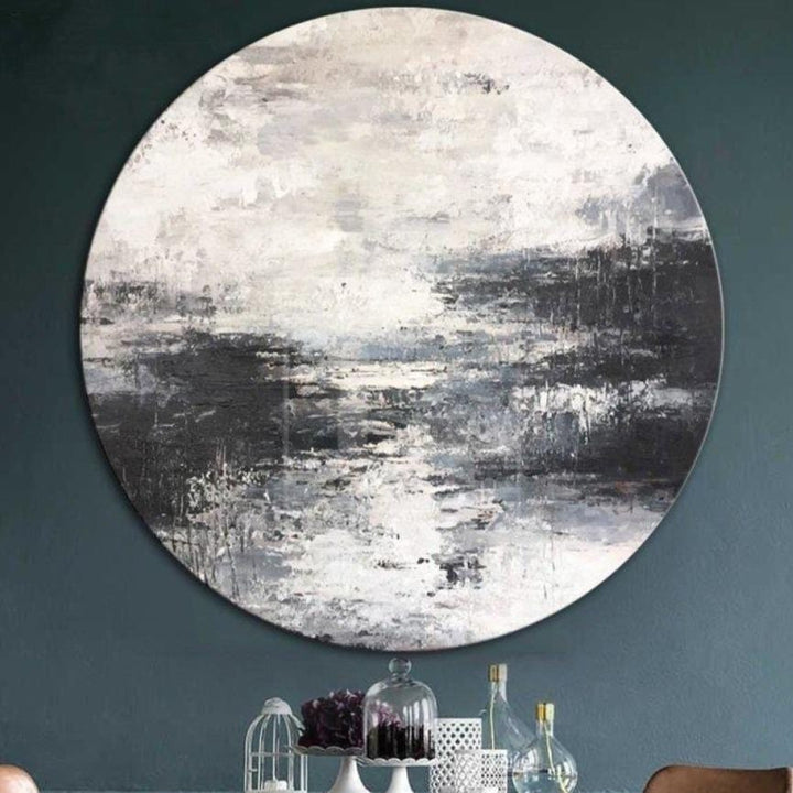 Abstract Black And White Painting Oversized Abstract Wall Art Acrylic Art On Canvas | FOGGY MORNING