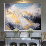 Abstract Landscape Art in Gold, Grey, and Blue | AUTUMN MEMORY