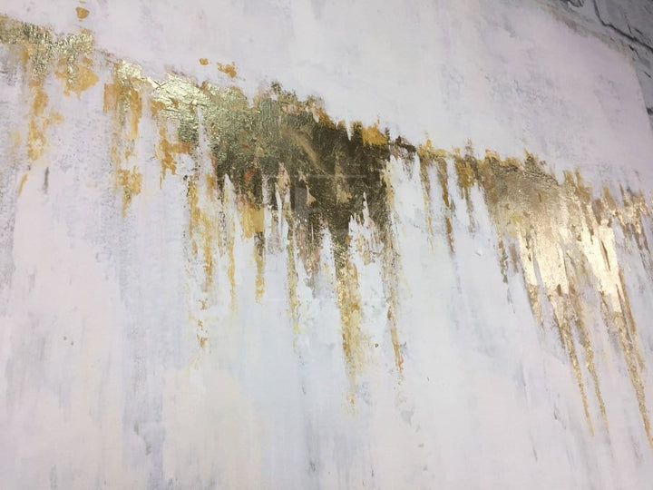 Abstract Oil Painting Original Canvas Gray Painting Gold Painting Contemporary Art | GOLDEN WATERFALL