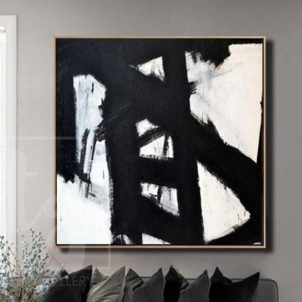 Abstract Painting in Black and White Franz Kline style | BROOKLYN BRIDGE - trendgallery.ca