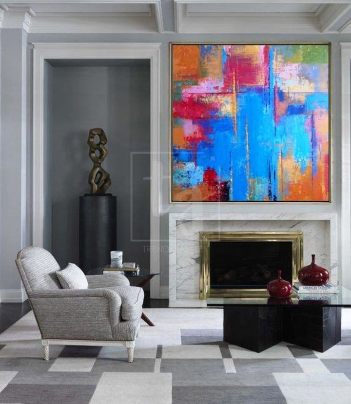 Abstract Painting in Multicolored, Rainbow and Blue | RAINBOW - trendgallery.ca