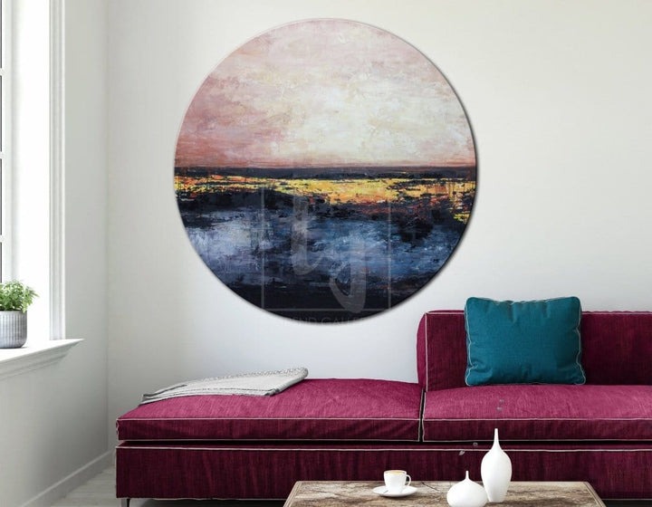 Acrylic    Painting On Canvas Round Large Abstract Painting Blue Painting | FLAME OF SUNSET