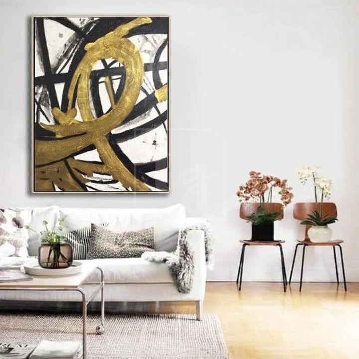 Black Painting White Painting Gold Painting Abstract Original Painting On Canvas | LOOP OF INFINITY - trendgallery.ca