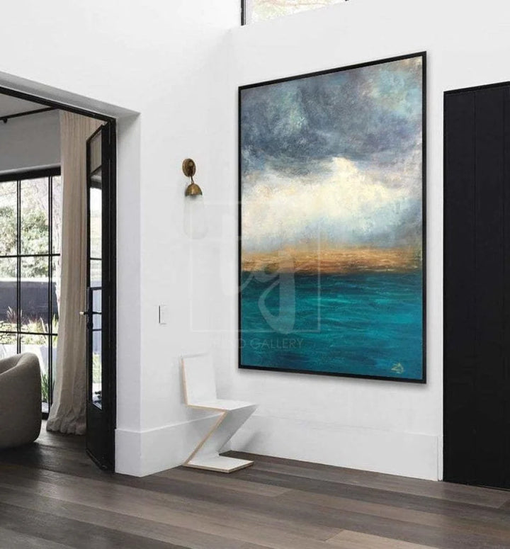 Blue Sea Painting Large Ocean Painting Oversized Blue Painting Abstract Landscape Painting Oil Abstract Painting | BEFORE THE STORM - trendgallery.ca