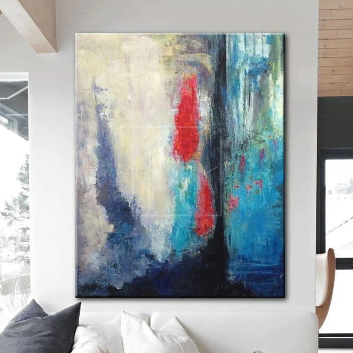 Colorful Abstract Painting in Blue, Red and Beige | FLUTTER - trendgallery.ca