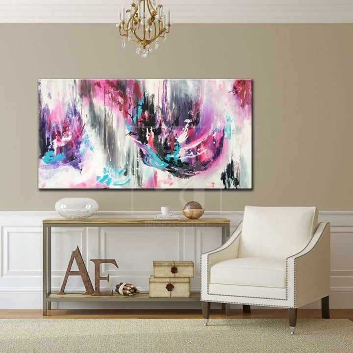 Colorful Art White Abstract Painting Pink Painting Abstract Oil Painting On Canvas | FLOWER FAIRY - trendgallery.ca